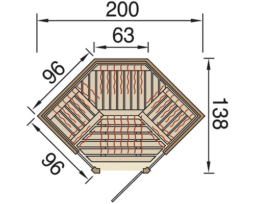 Půdorys sauny s rozměry