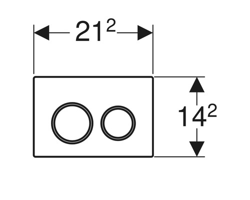 Technický výkres ovládacího tlačítka s rozměry 21,2 x 14,2 cm.