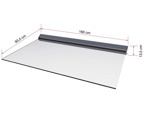 Stříška proti poškození střechy o rozměrech 160 cm krát 93,5 cm