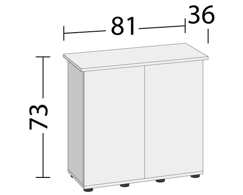 Obrázek spodní skříňky o rozměrech 81 cm na šířku, 73 cm na výšku a 36 cm do hloubky