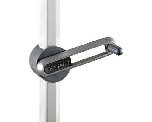 Klikový mechanismus slunečníku s logem Doppler.