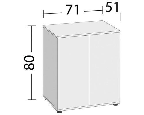 Skříňka se dvěma dvířky o rozměrech 80, 71 a 51 centimetrů