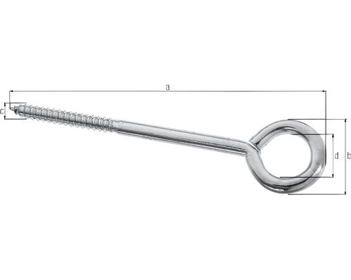 Šroub s okem se závitem a označením rozměrů