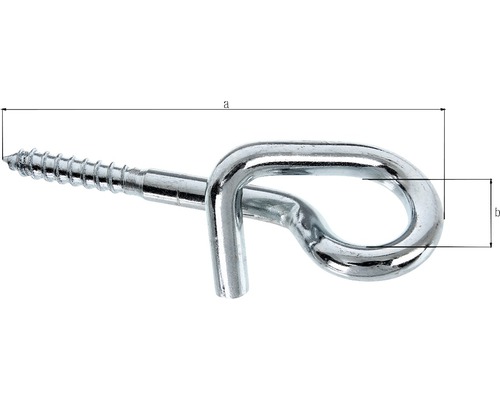 Šroub s okem s metrickým závitem a rozměry a a b.