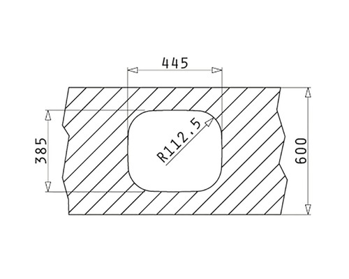 Technický výkres s rozměry a výřezem