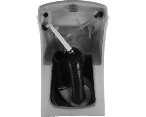 Vnitřní pohled na splachovací nádržku s nainstalovaným mechanismem