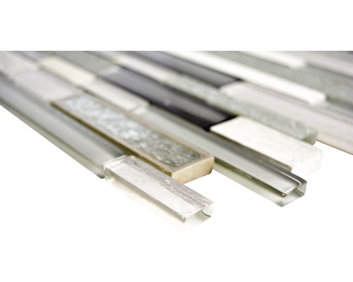 Mozaiková dlaždice ze skla a přírodního kamene ve vzhledu tyčinek