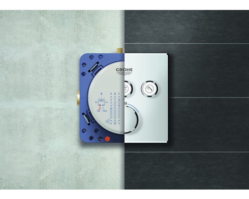 Armatura Grohe pro regulaci teploty a nastavení množství vody v koupelně.