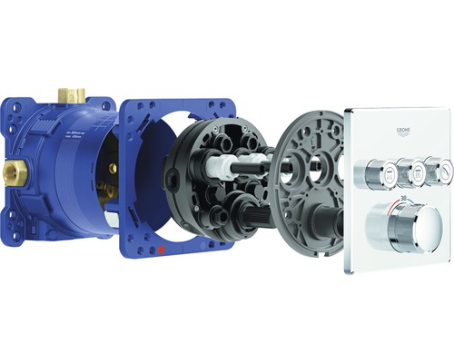 Termostatická podomítková baterie Grohe pro sprchu, s přehledem několika komponent