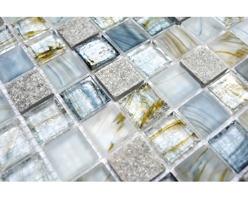 Mozaiková dlaždice ze skla a přírodního kamene