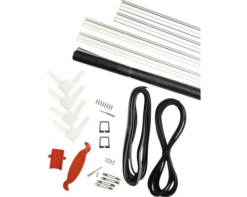 Opravná sada s profily sítí proti hmyzu, těsněními, nástroji a příslušenstvím.