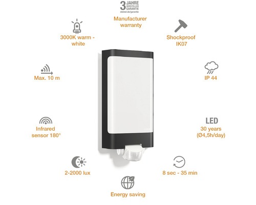 LED venkovní nástěnné svítidlo Steinel IP44 9,3 W 946 lm 3000 K bílé se senzorem pohybu