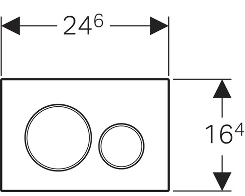 Rozměry ovládacího panelu pro WC: Šířka 24,6 cm, výška 16,4 cm