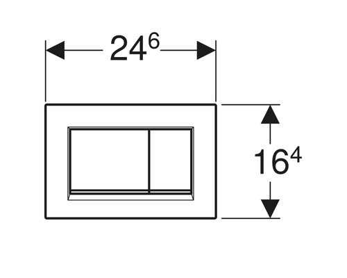 Technický výkres ovládacího panelu pro WC s rozměry