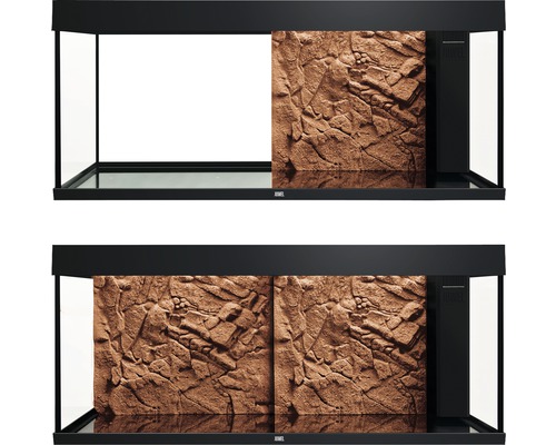 Akvárium s pozadím s kamennou strukturou