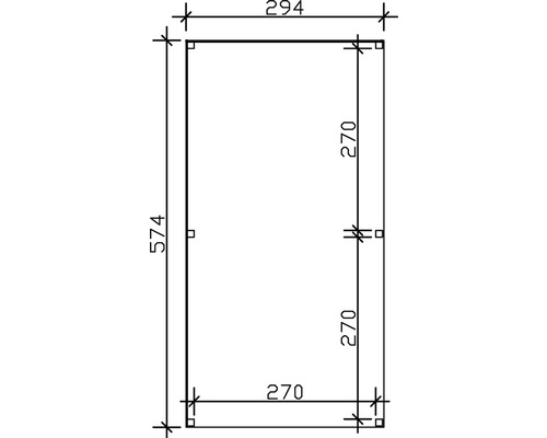 Technický nákres s rozměry 294 milimetrů a 574 milimetrů