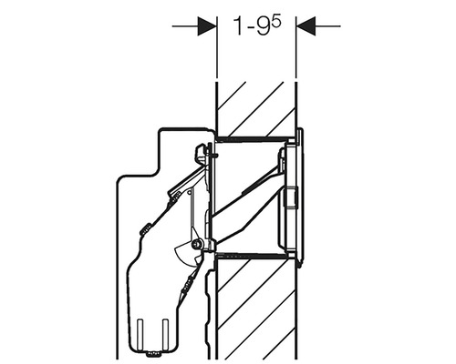 Technický výkres: Nábytkové kování s rozměry