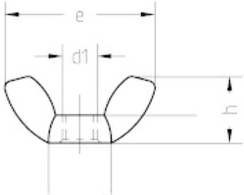 Technický nákres motýlkové matice s rozměry