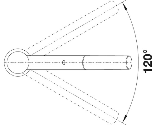 Poloměr pohybu 120 stupňů