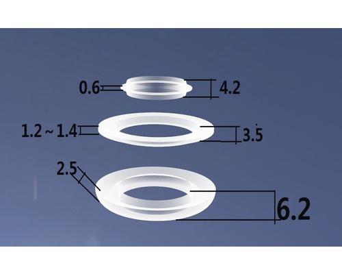 Obrázek těsnicích kroužků s rozměry
