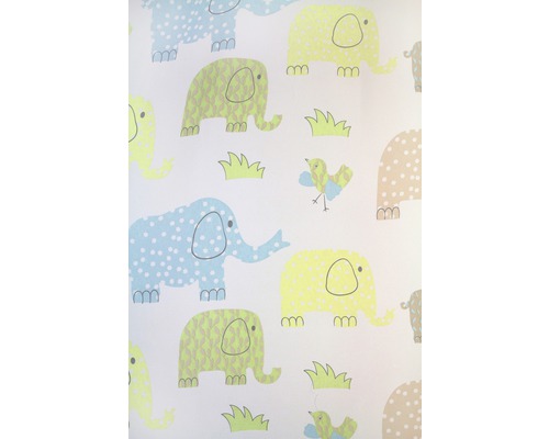 Tapeta s motivy slonů, ptáků a trávy