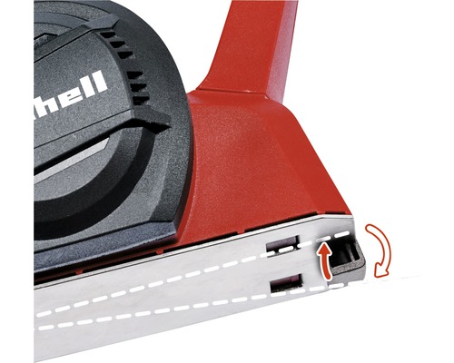 Detailní pohled na hoblík s logem Einhell s nastavením hloubky