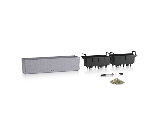 Sada truhlíků s vložkami, ukazatelem hladiny vody a drenáží.