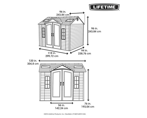 Obrázek zahradního domku s rozměry