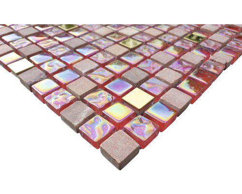 Čtvercová mozaiková dlaždice ze skla a kamene