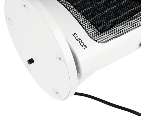 Detail patice topného zářiče s logem Eurom.