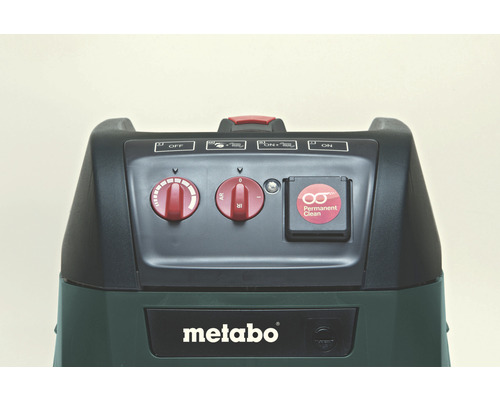 Logo Metabo na průmyslovém vysavači s funkcí Permanent Clean