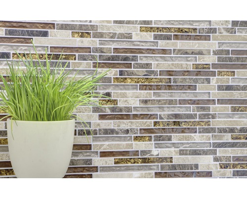 Mozaiková dlaždice s rostlinami ve váze