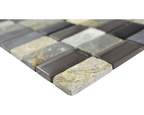 Mozaiková dlaždice z přírodního kamene a skla