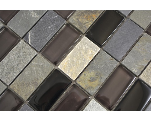 Mozaikové dlaždice z přírodního kamene a skla v obdélníkovém tvaru