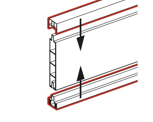 Ilustrace montáže pero a drážka s šipkami