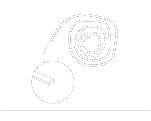 Ilustrace těsnicí šňůry na roli s detailním pohledem na profil