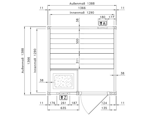 Technický nákres s rozměry