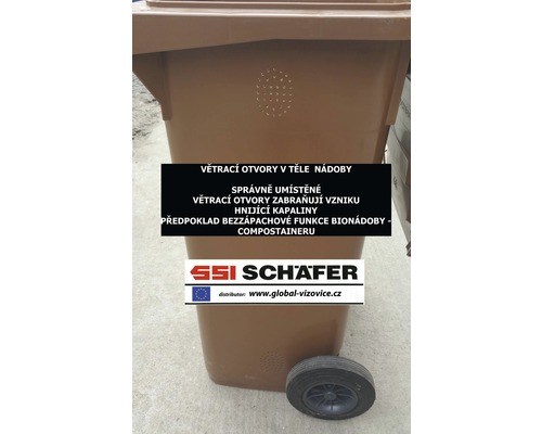 Plastový kompostér s větracími otvory a kolečky