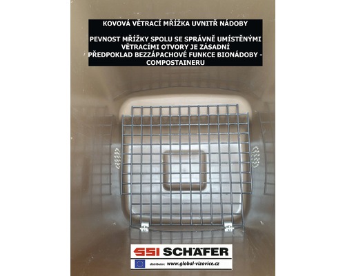 Kovová větrací mřížka uvnitř nádoby