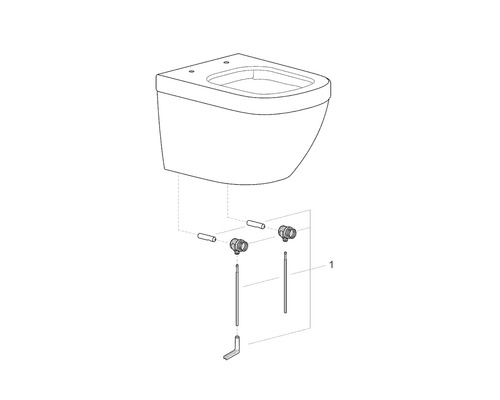 Obrázek závěsné toalety s instalačním materiálem.