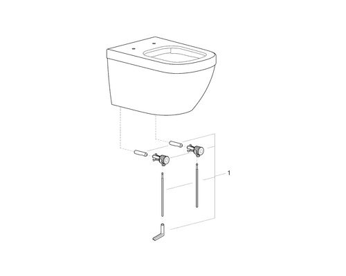 Schéma závěsného WC s upevňovacím materiálem