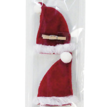 Dvě mini čepice Santa Clause s kolíčky na prádlo pro dekoraci