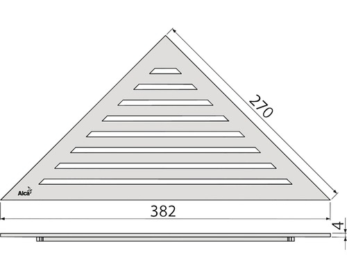 Krytka odtoku Alca, trojúhelníková, s rozměry 382 x 270 x 4 mm