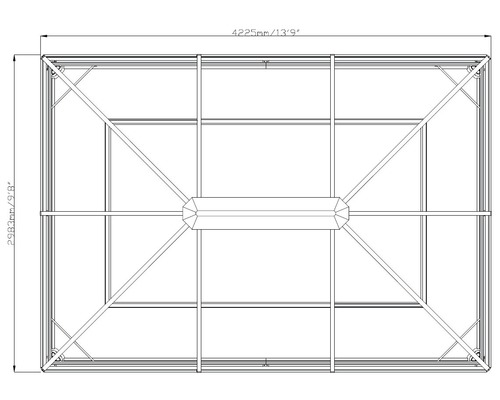 Technický výkres obdélníkového pavilonu s rozměry