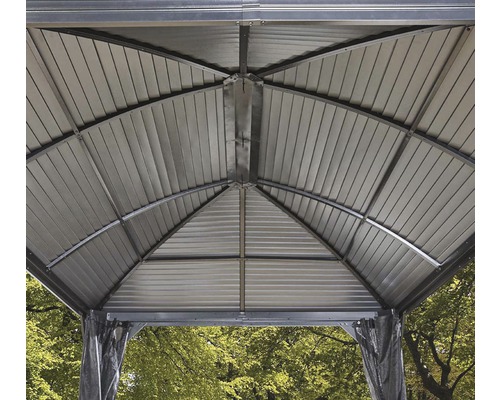 Detail kovové střechy zahradního pavilonu