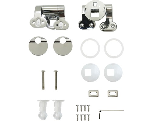 Upevnění WC sedátka z kovu se šrouby a nářadím