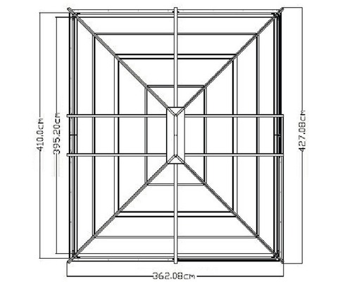 Technický výkres altánu s rozměry