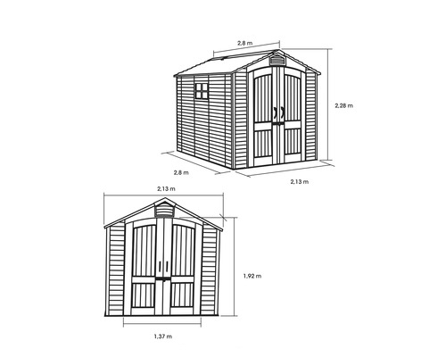 Obrázek zahradního domku s rozměry