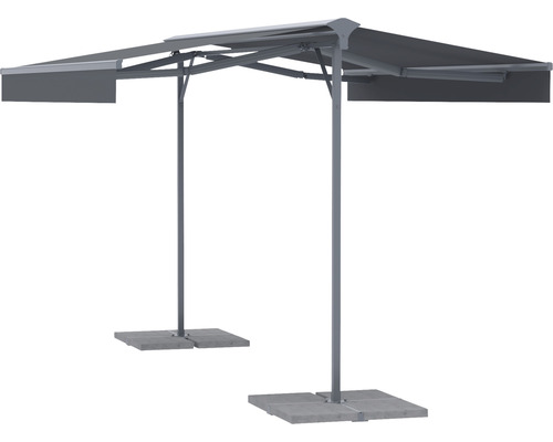 Dvojitá markýza se dvěma stojany a betonovými patkami pro zahradu