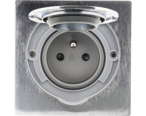 Zásuvka s ochranným kontaktem a sklopným víkem pro venkovní použití